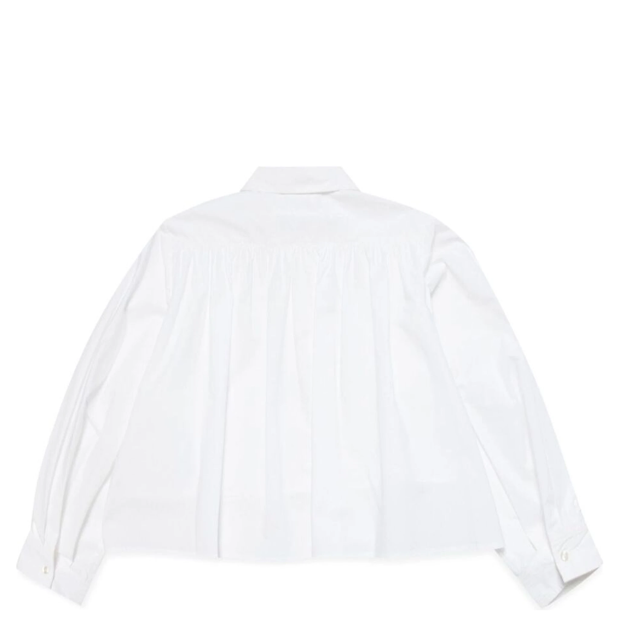 White Shirt with Classic Collar and Tonal Logo Patch in Cotton Boy