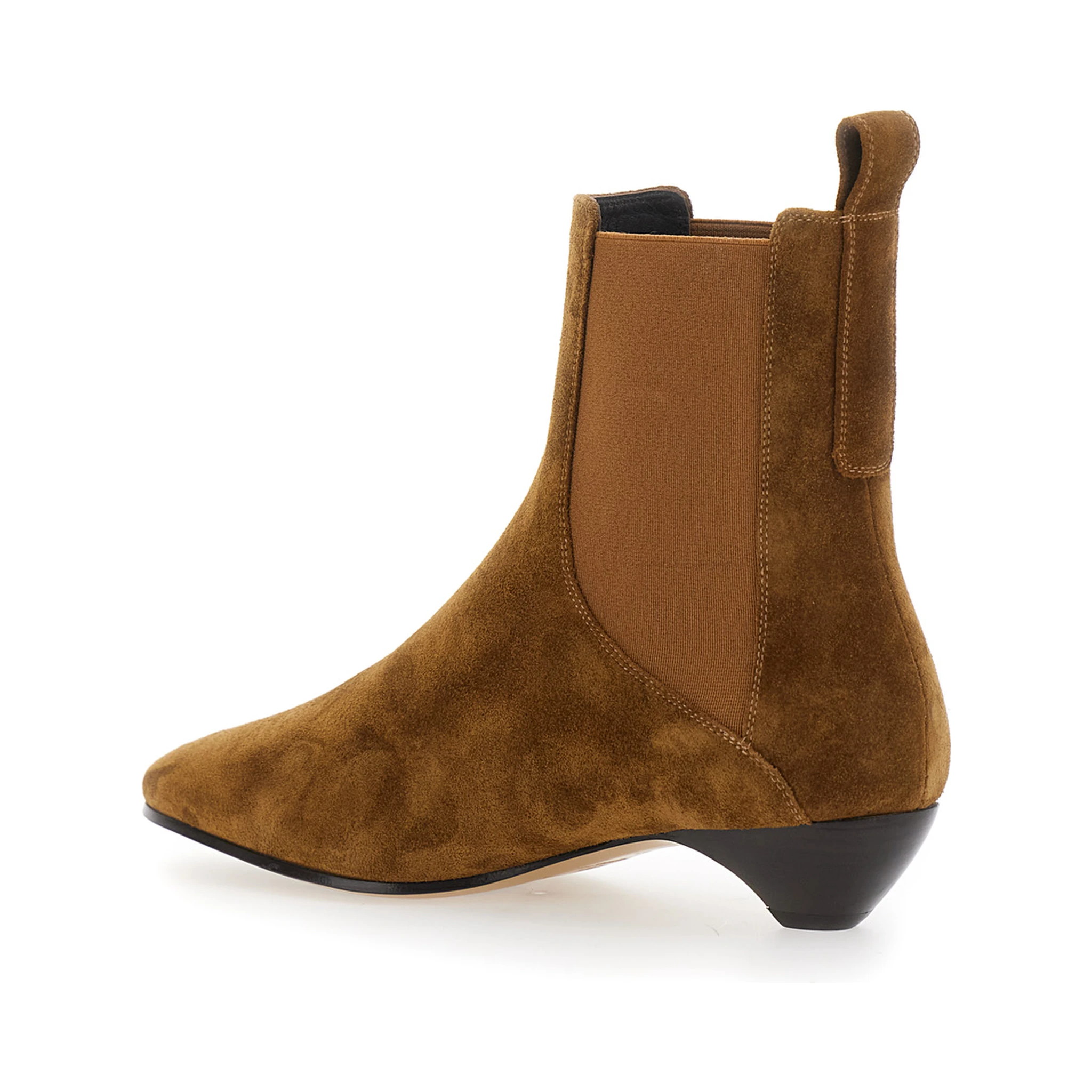 Allegra Chelsea Beige Ankle Boots with Elastic Panels in Suede Woman