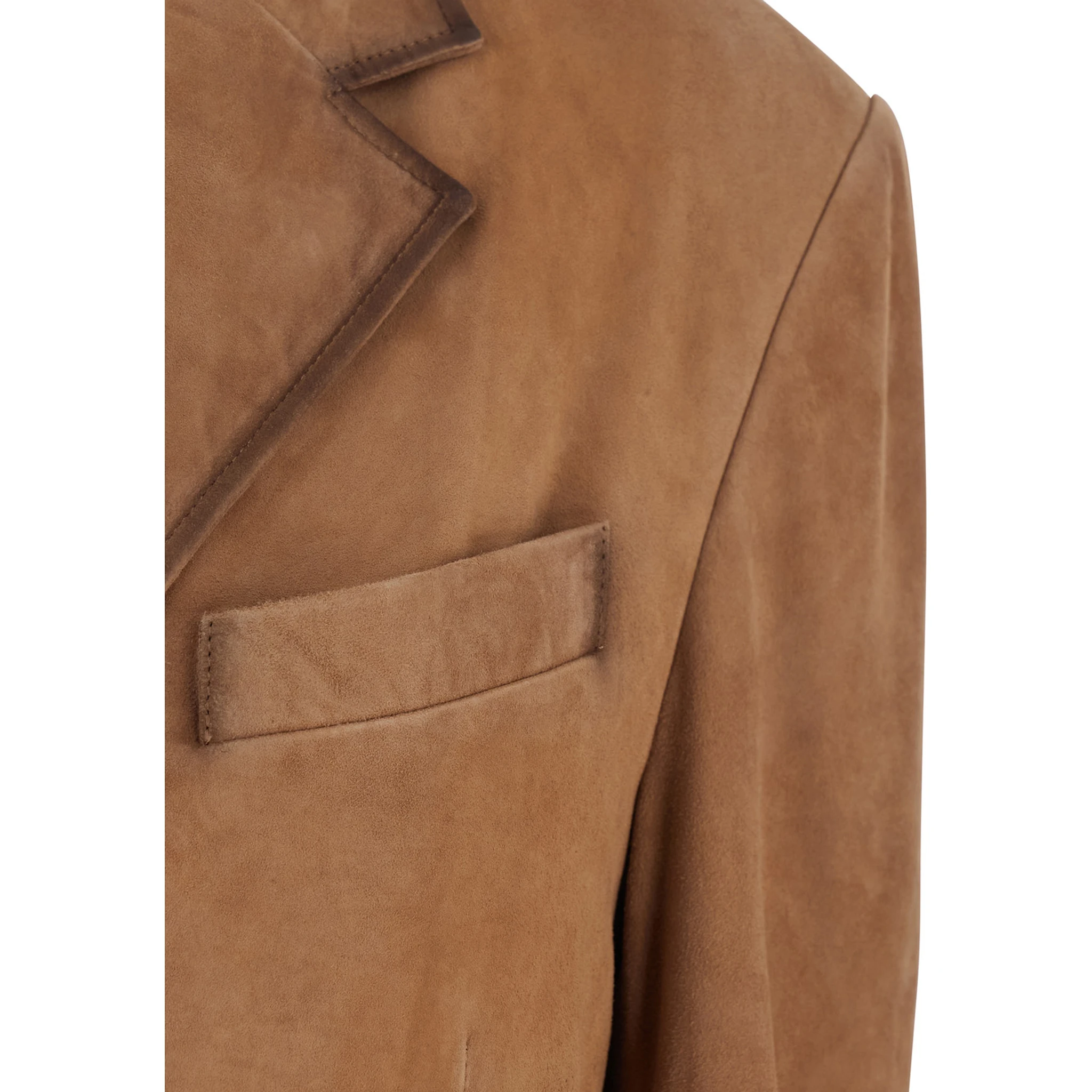 Modena Beige Single-Breasted Jacket with Classic Lapels in Suede Woman
