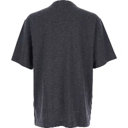 Grey Crewneck T-Shirt with Logo Print on the Front in Cotton Man