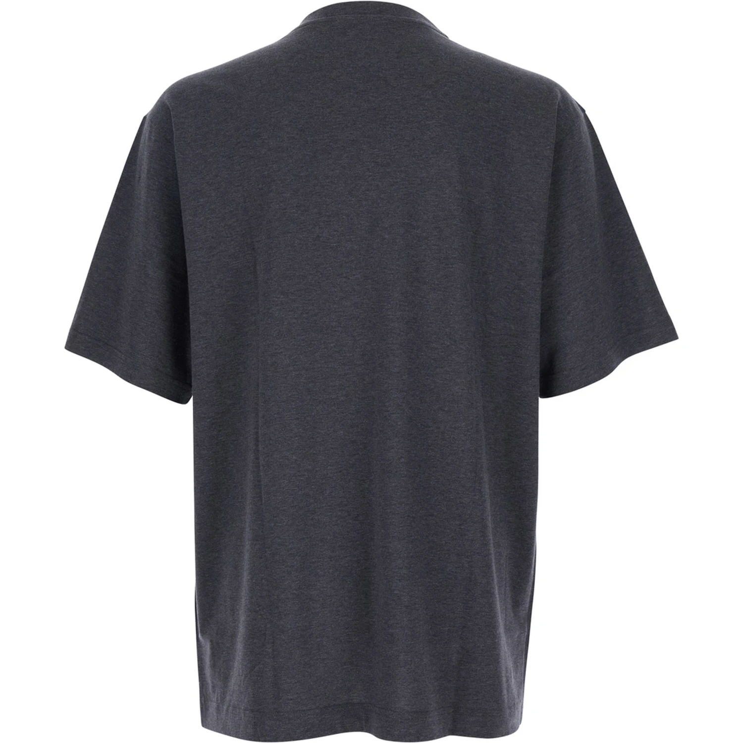 Grey Crewneck T-Shirt with Logo Print on the Front in Cotton Man