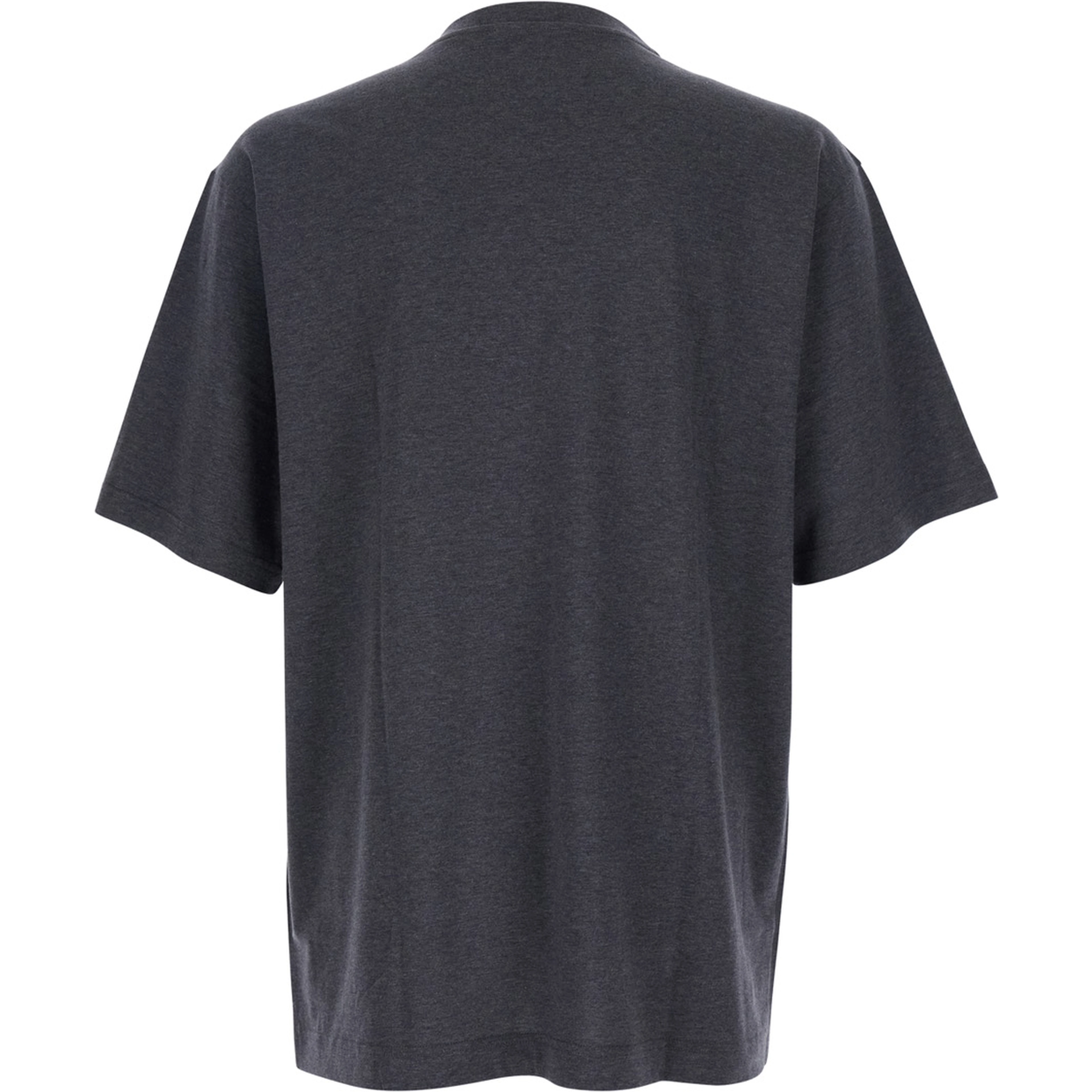 Grey Crewneck T-Shirt with Logo Print on the Front in Cotton Man