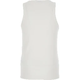 White Sleeveless Top with Round Neck and Logo Embroidery on the Front in Cotton Stretch Man