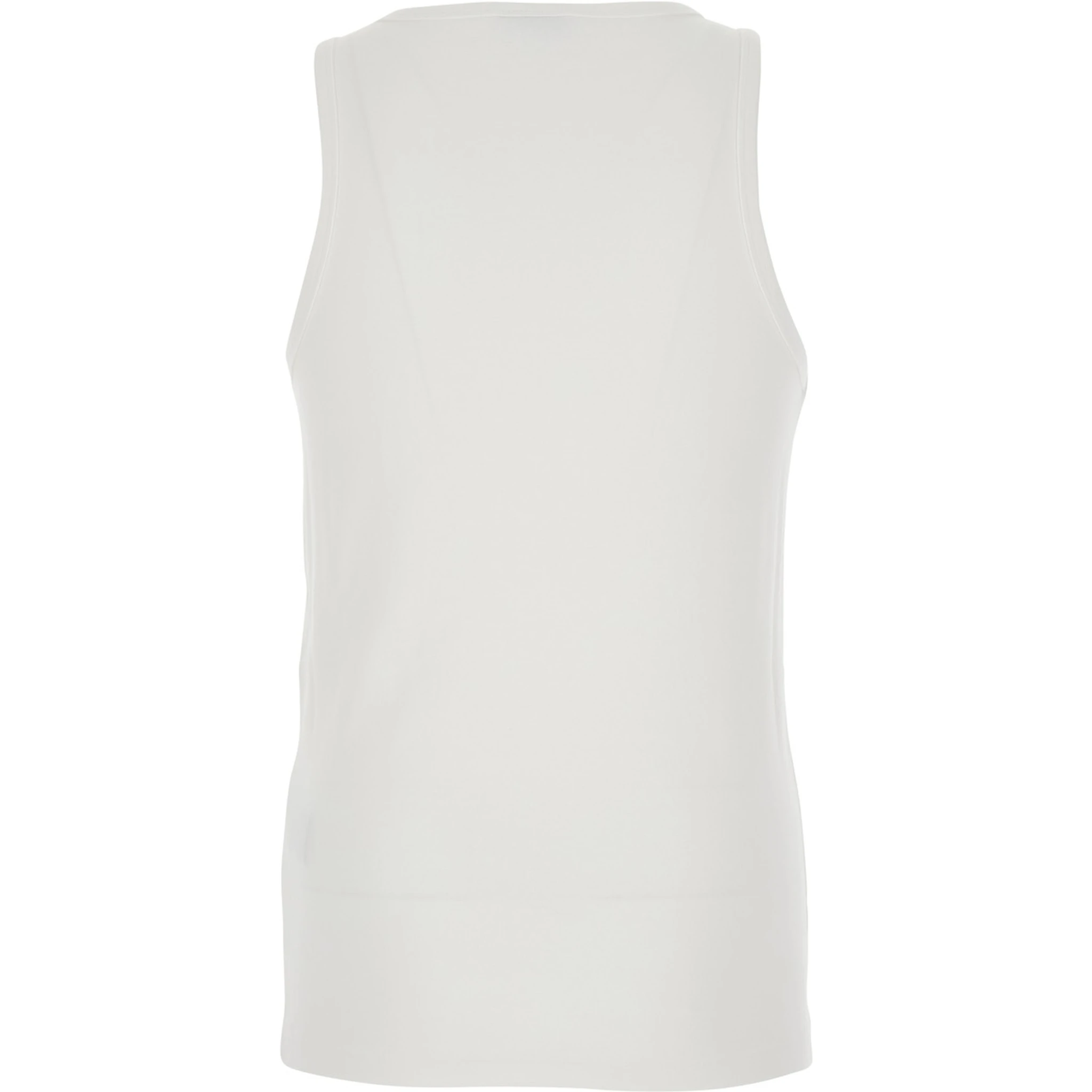 White Sleeveless Top with Round Neck and Logo Embroidery on the Front in Cotton Stretch Man