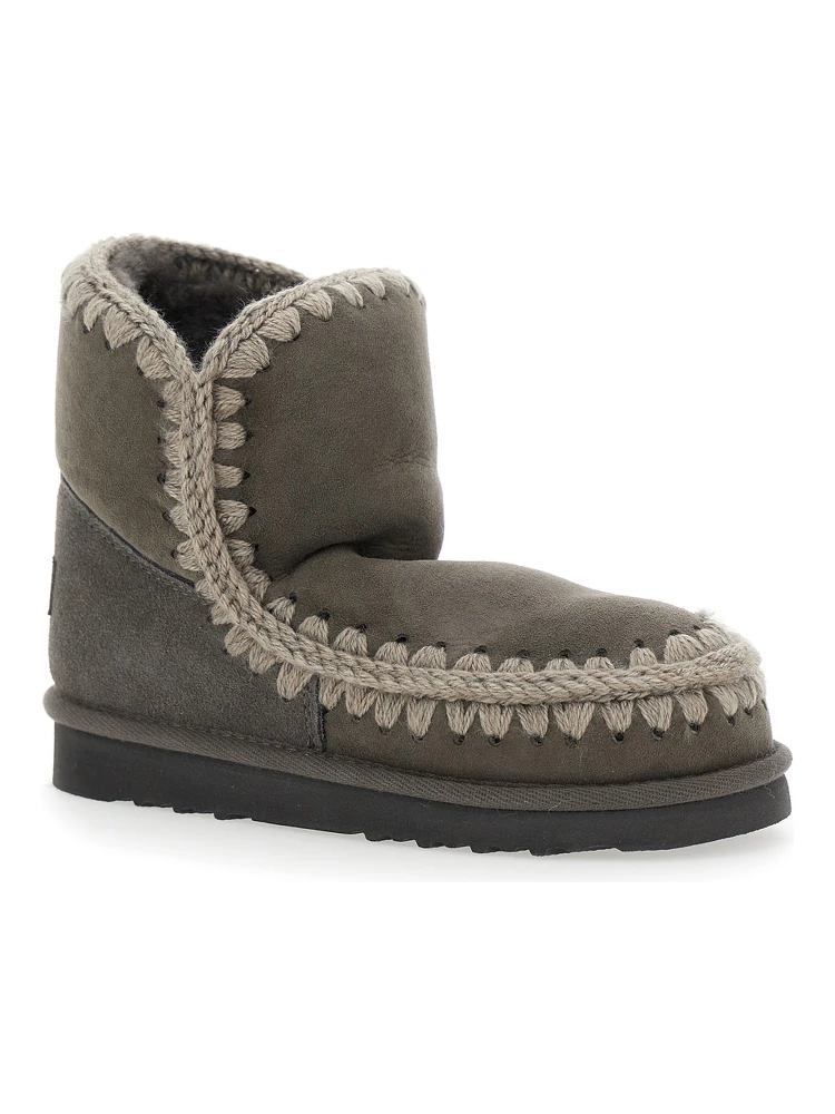 Eskimo Grey Ankle Boots with Crochet Details and Logo Patch on the Rear in Suede Woman alternative