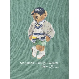 Green Crewneck T-Shirt with Maxi Logo Print on the Front in Cotton Baby