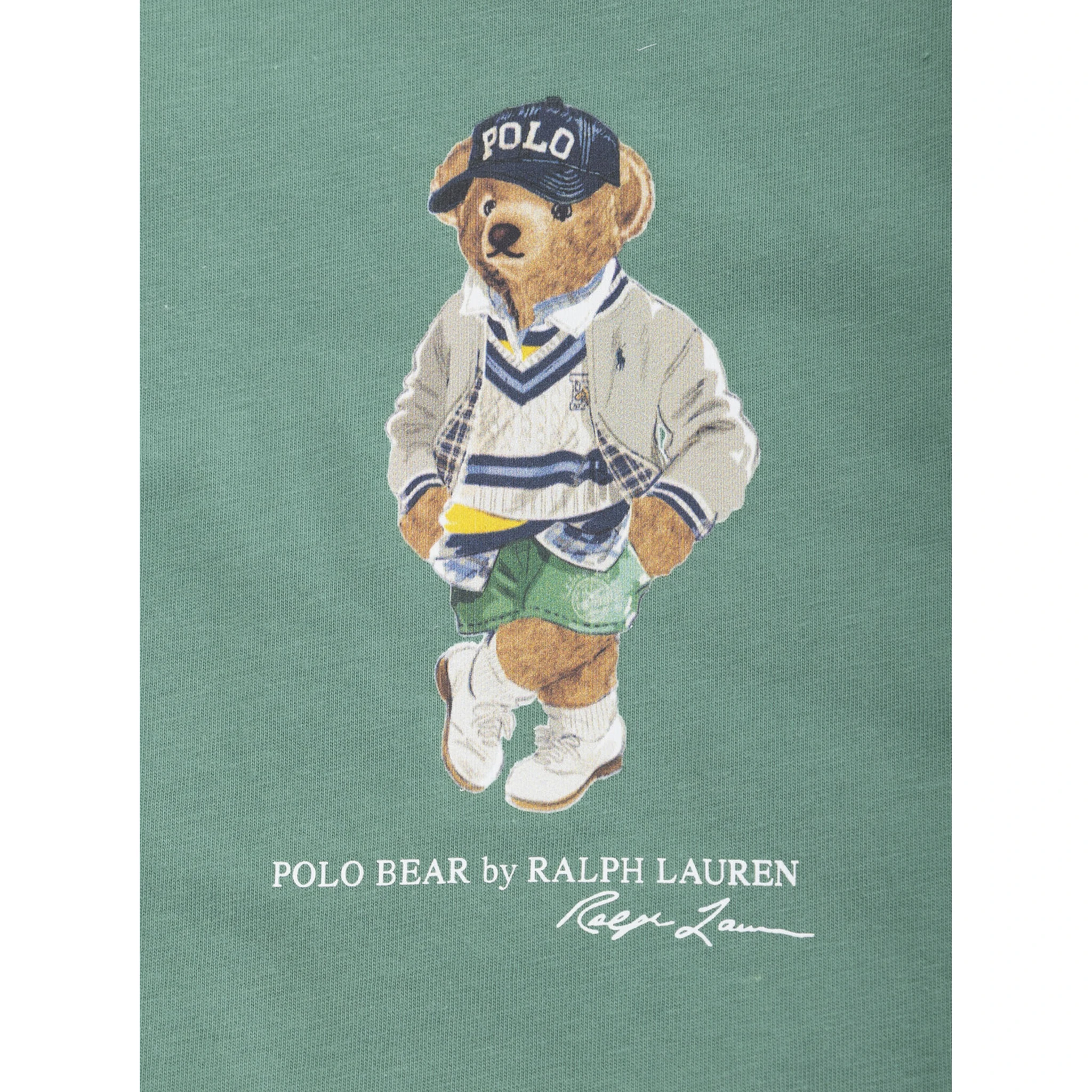 Green Crewneck T-Shirt with Maxi Logo Print on the Front in Cotton Baby