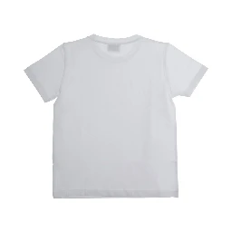 White T-Shirt with Round Neck and Logo on the Front in Cotton Boy