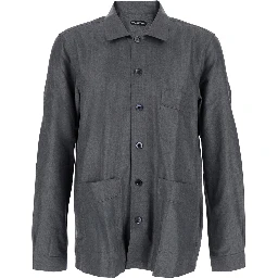 Grey Shirt with Chest Pocket in Silk Man