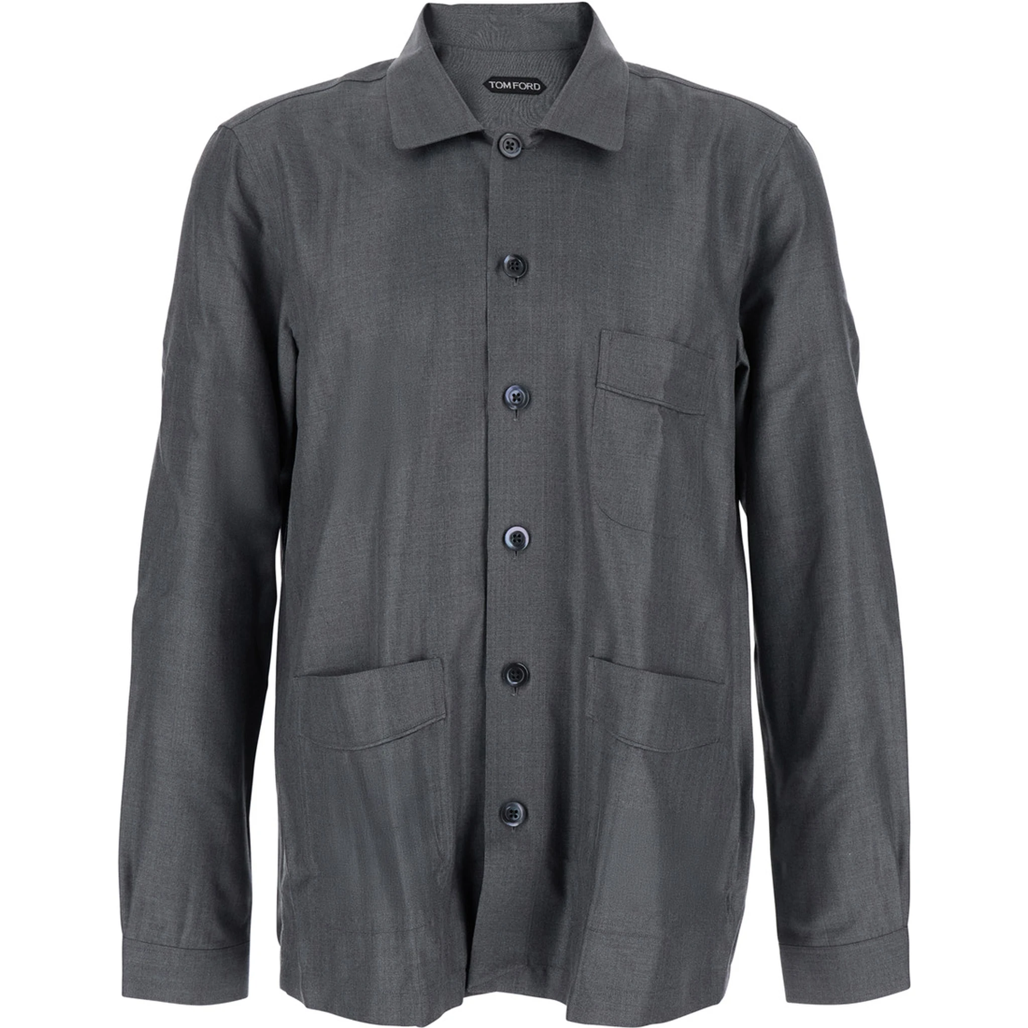 Grey Shirt with Chest Pocket in Silk Man