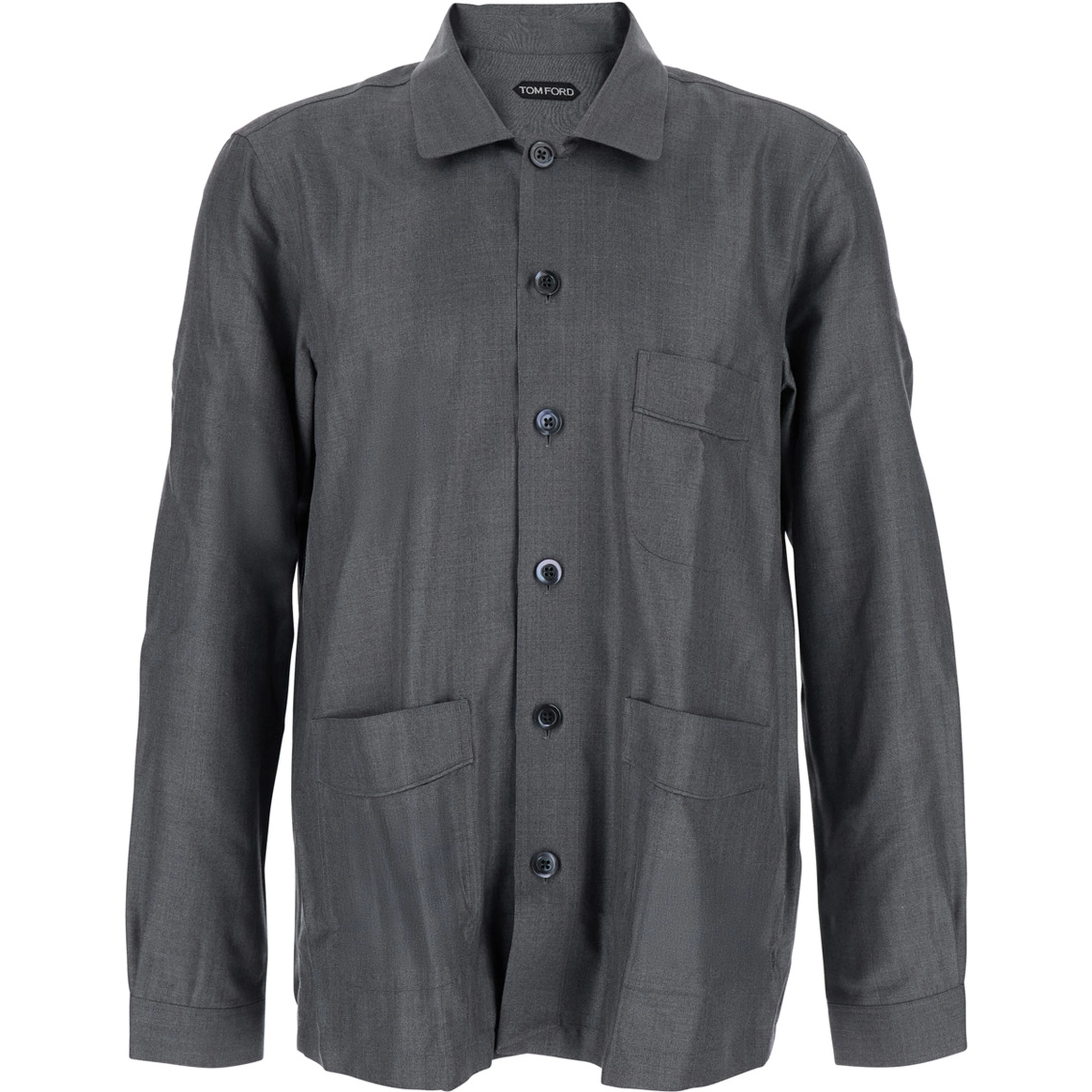 Grey Shirt with Chest Pocket in Silk Man