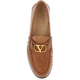 Beige Loafers with VLogo Signature Detail in Leather Man