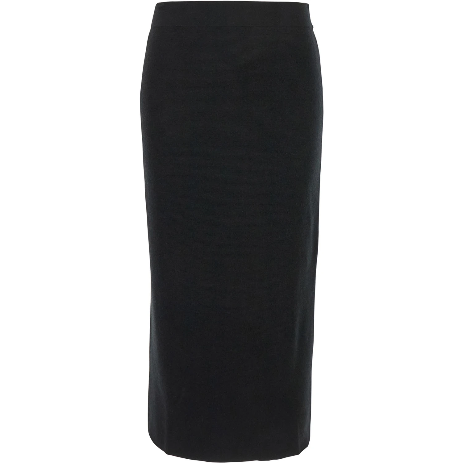 Black Skirt with High Elastic Waist and Straight Hem in Wool and Cashmere Stretch Woman
