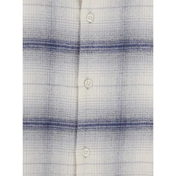 Grey Shirt with Classic Collar and All-Over Check Motif in Cotton Man