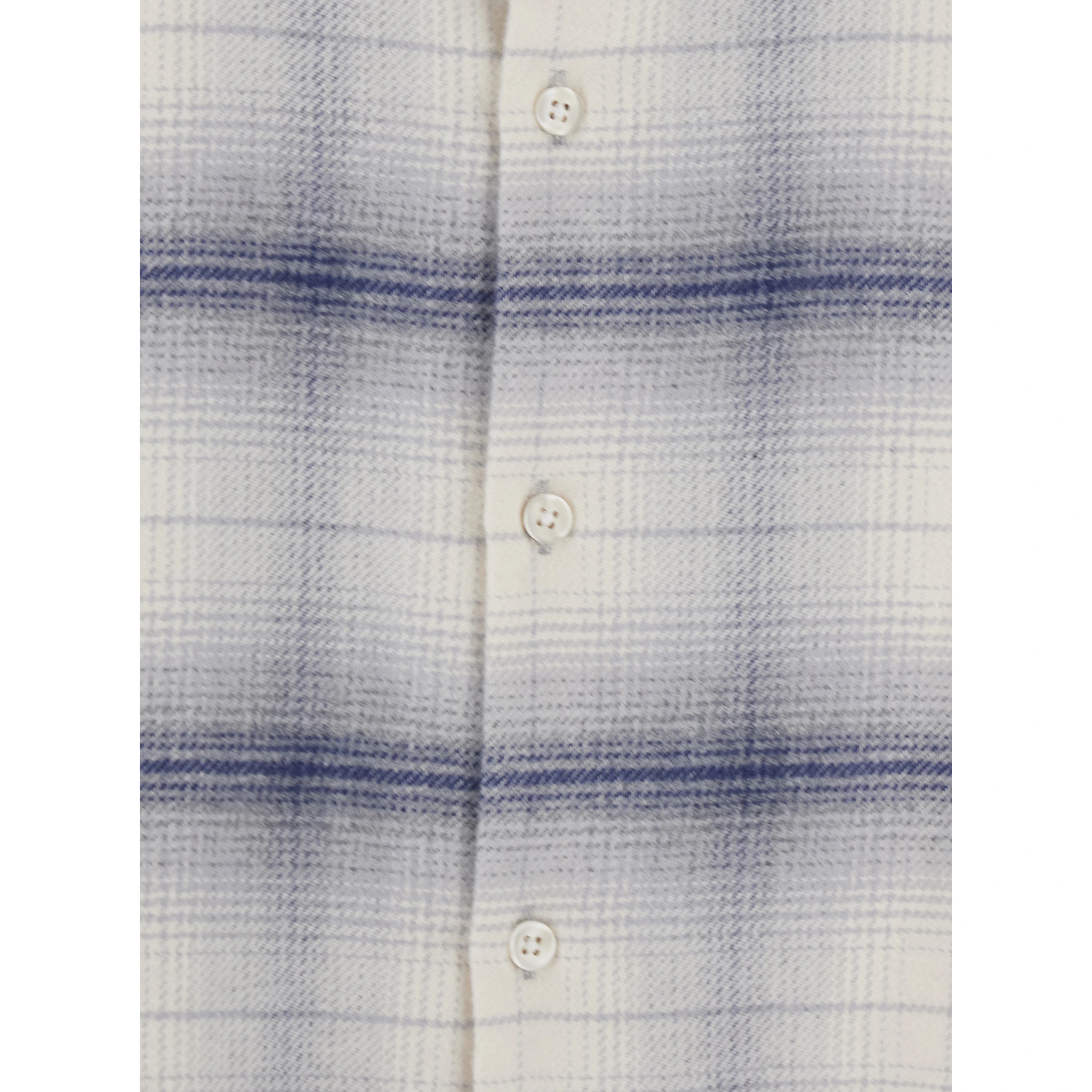 Grey Shirt with Classic Collar and All-Over Check Motif in Cotton Man