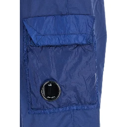 Blue Swim Shorts with Elastic Waist and Logo Plaque on the Side in Tech Fabric Man