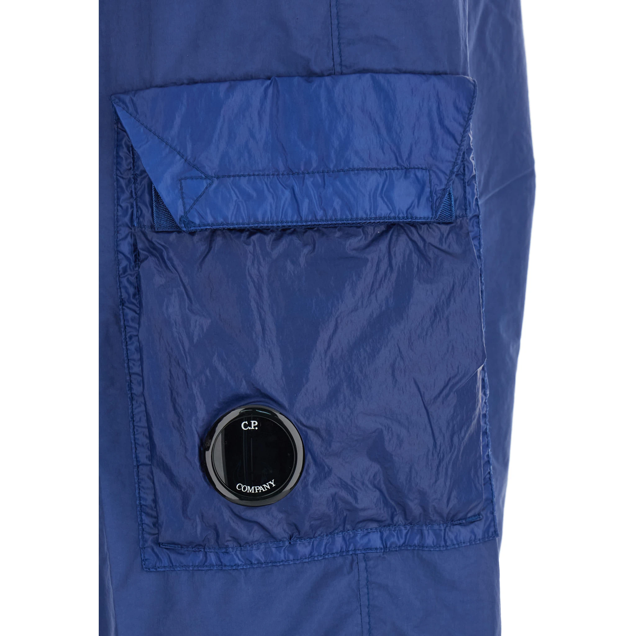 Blue Swim Shorts with Elastic Waist and Logo Plaque on the Side in Tech Fabric Man