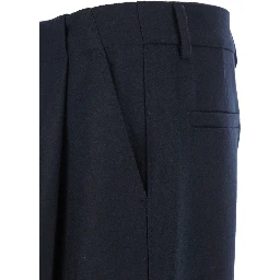 Black Pants with Belt Loops and Cuffed Hem in Wool Man