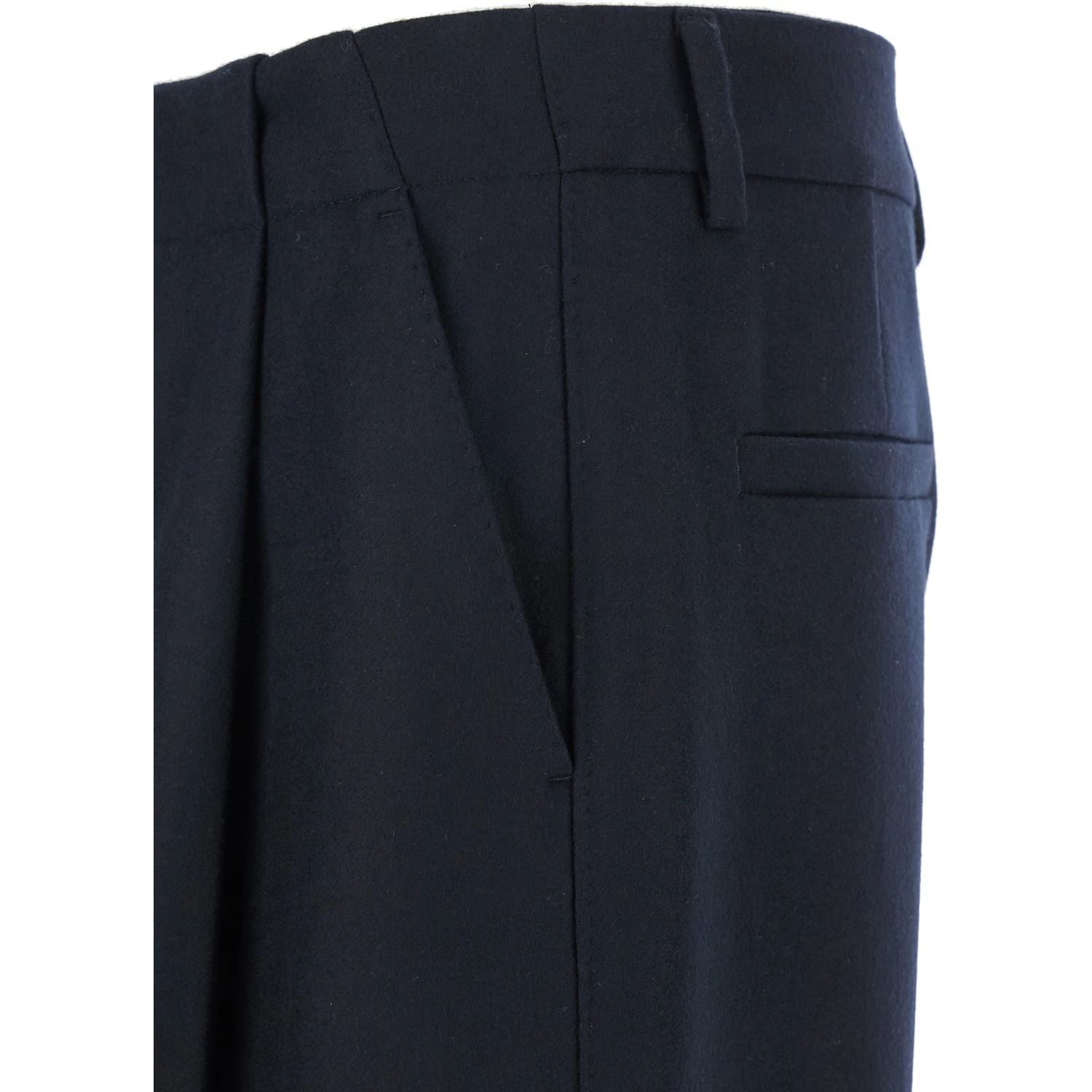 Black Pants with Belt Loops and Cuffed Hem in Wool Man