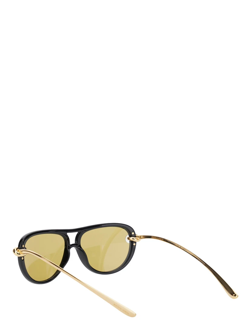 Metallic Sunglasses with Cut-Out Motif on the Temples and Knot Detail on the Temples in Acetate Woman