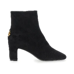 Black Ankle Boots with DG Logo Plaque on the Back in Suede Woman