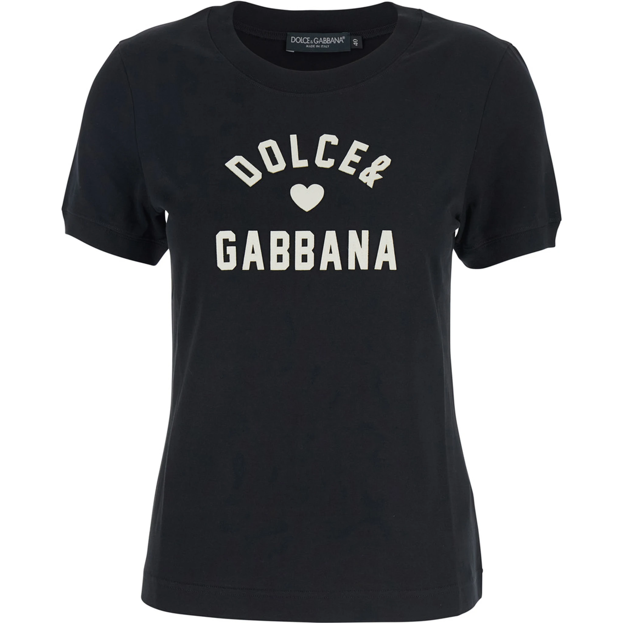 Black Crewneck T-Shirt with Maxi Logo Lettering on the Front in Cotton Woman