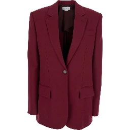 Bordeaux Single-Breasted Jacket with Notched Revers in Cotton Blend Woman