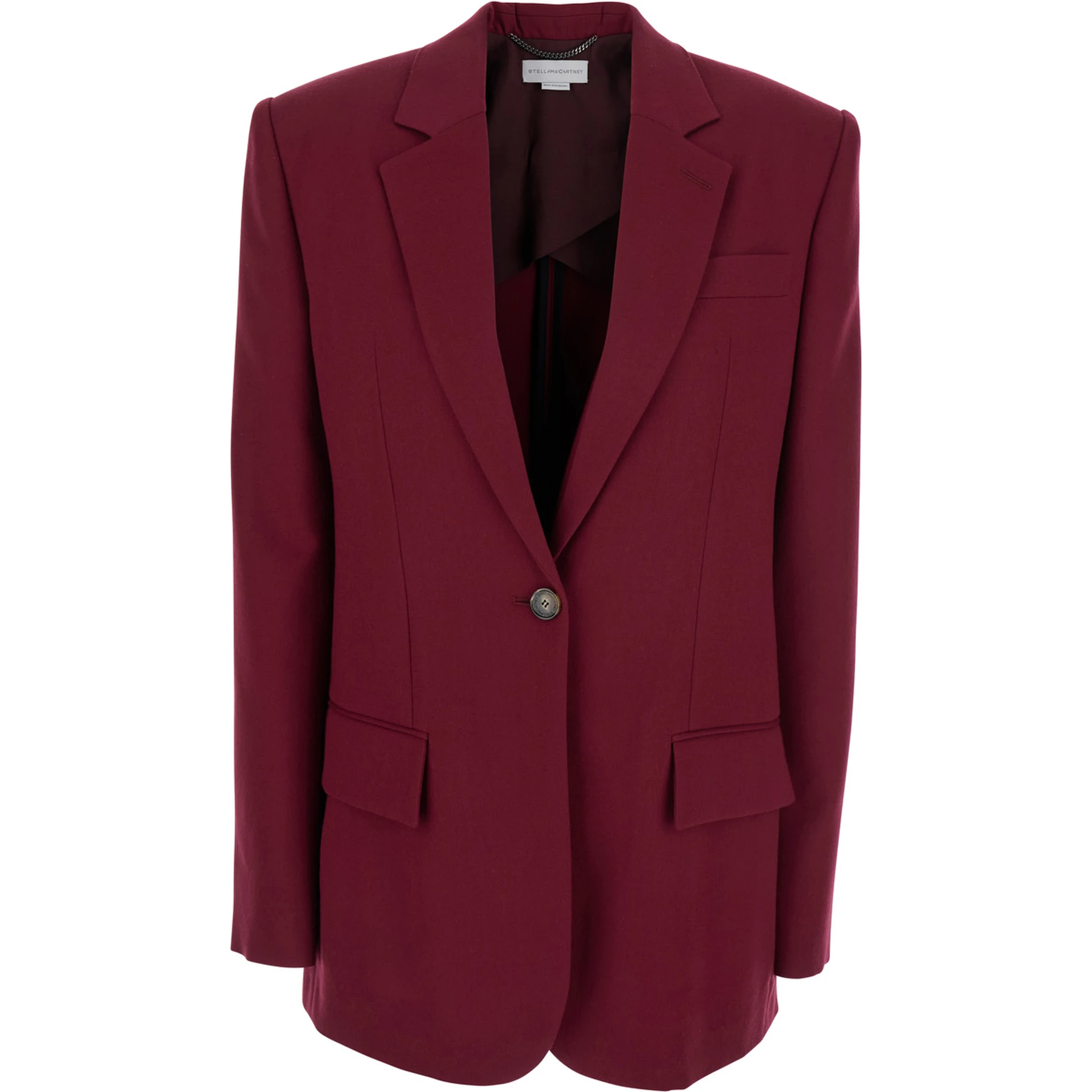 Bordeaux Single-Breasted Jacket with Notched Revers in Cotton Blend Woman