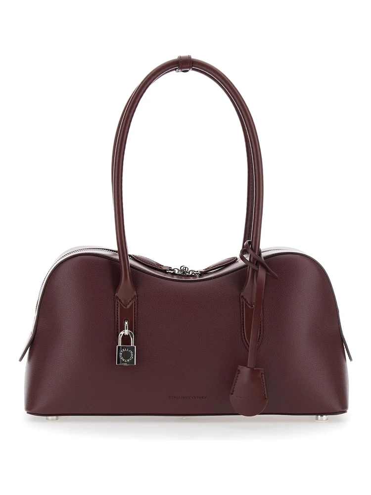 Ryder Bordeaux Handbag with Two Top Handles and Front Padlock Detail with Logo in Ecoleather Woman