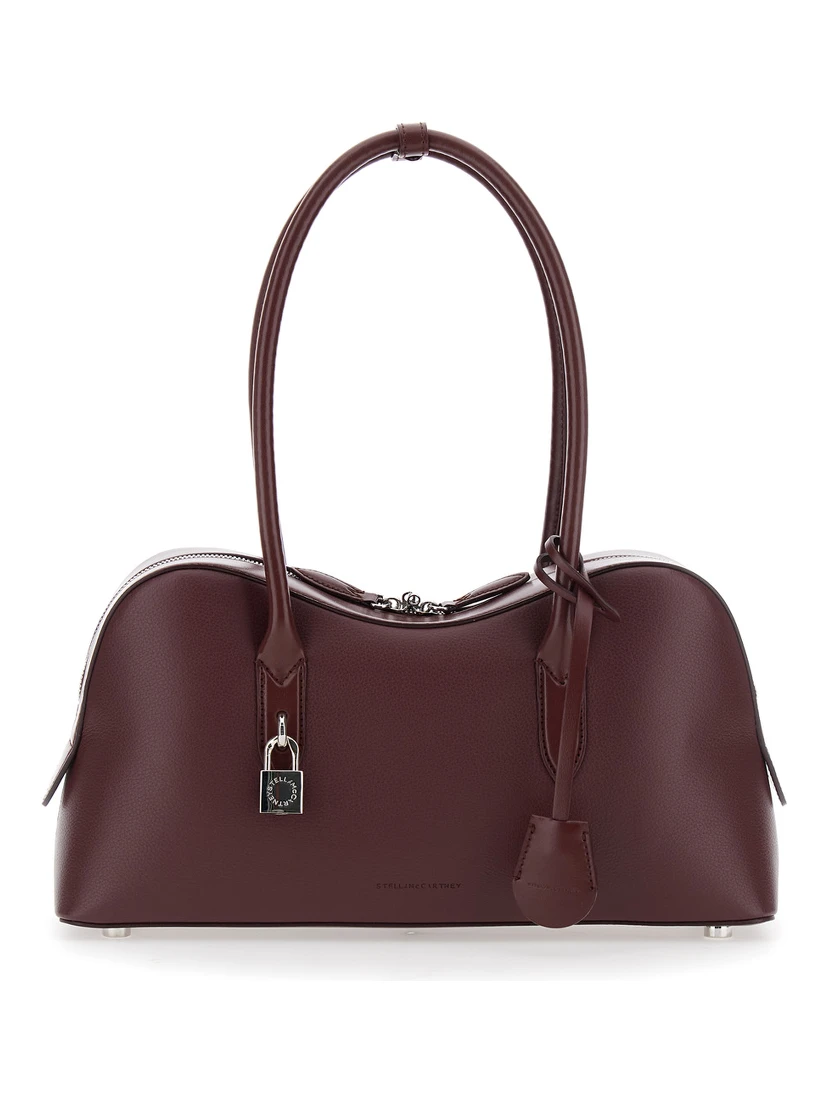 Ryder Bordeaux Handbag with Two Top Handles and Front Padlock Detail with Logo in Ecoleather Woman