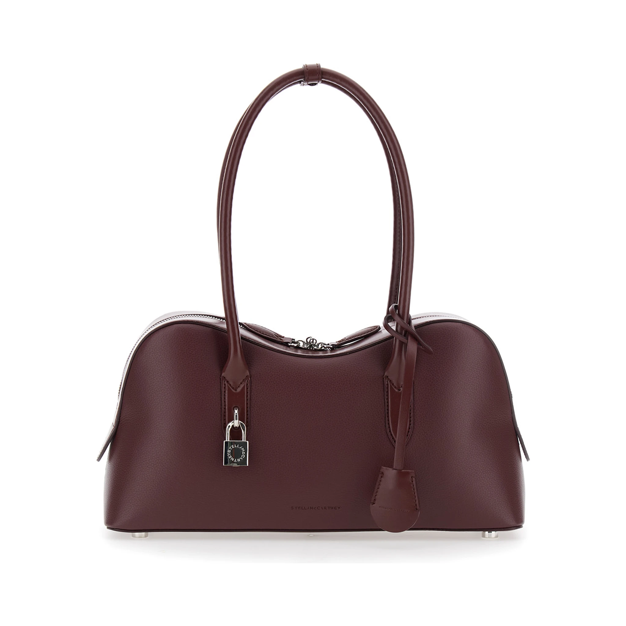 Ryder Bordeaux Handbag with Two Top Handles and Front Padlock Detail with Logo in Ecoleather Woman