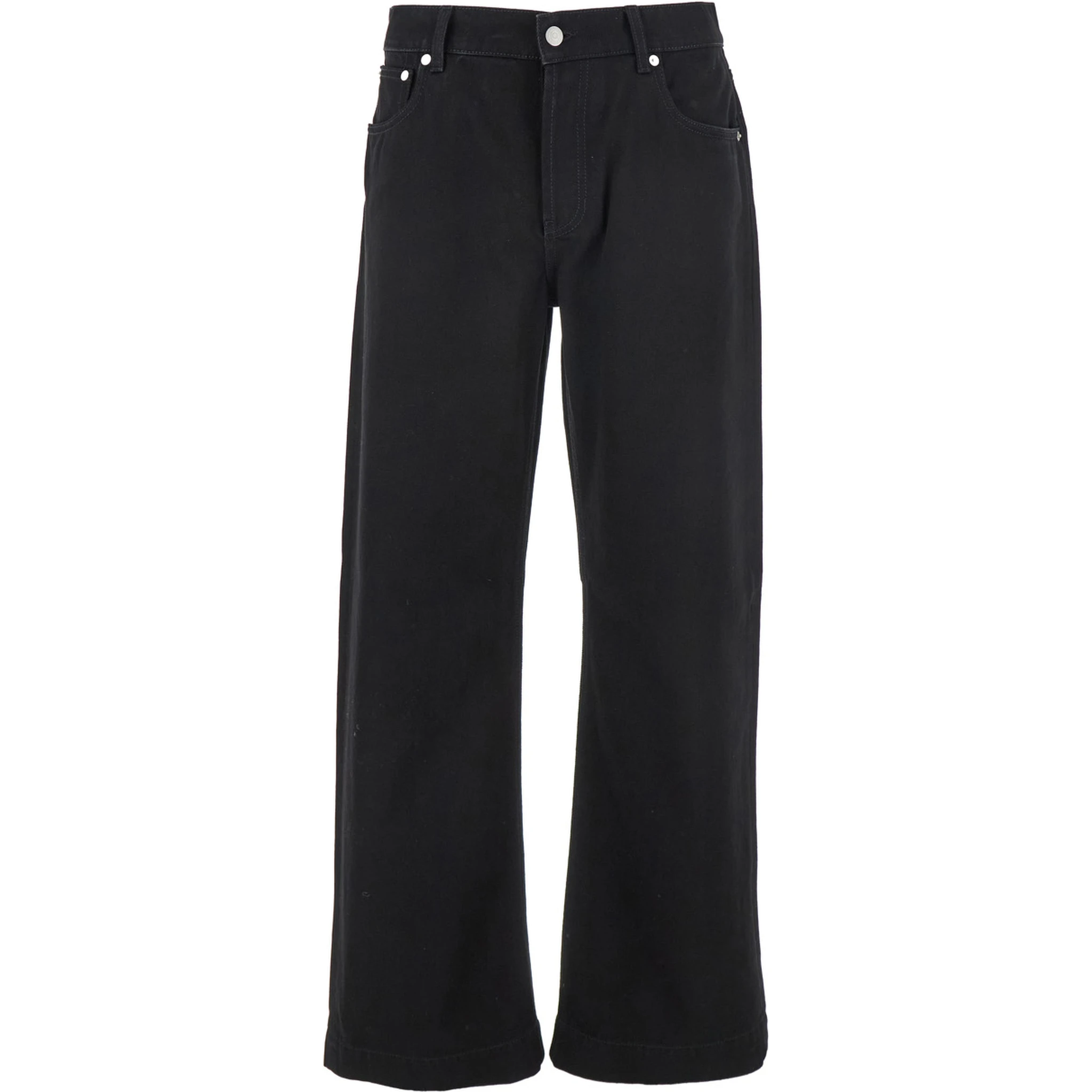 Black Jeans with Belt Loops and Logo Patch on the Rear in Denim Man