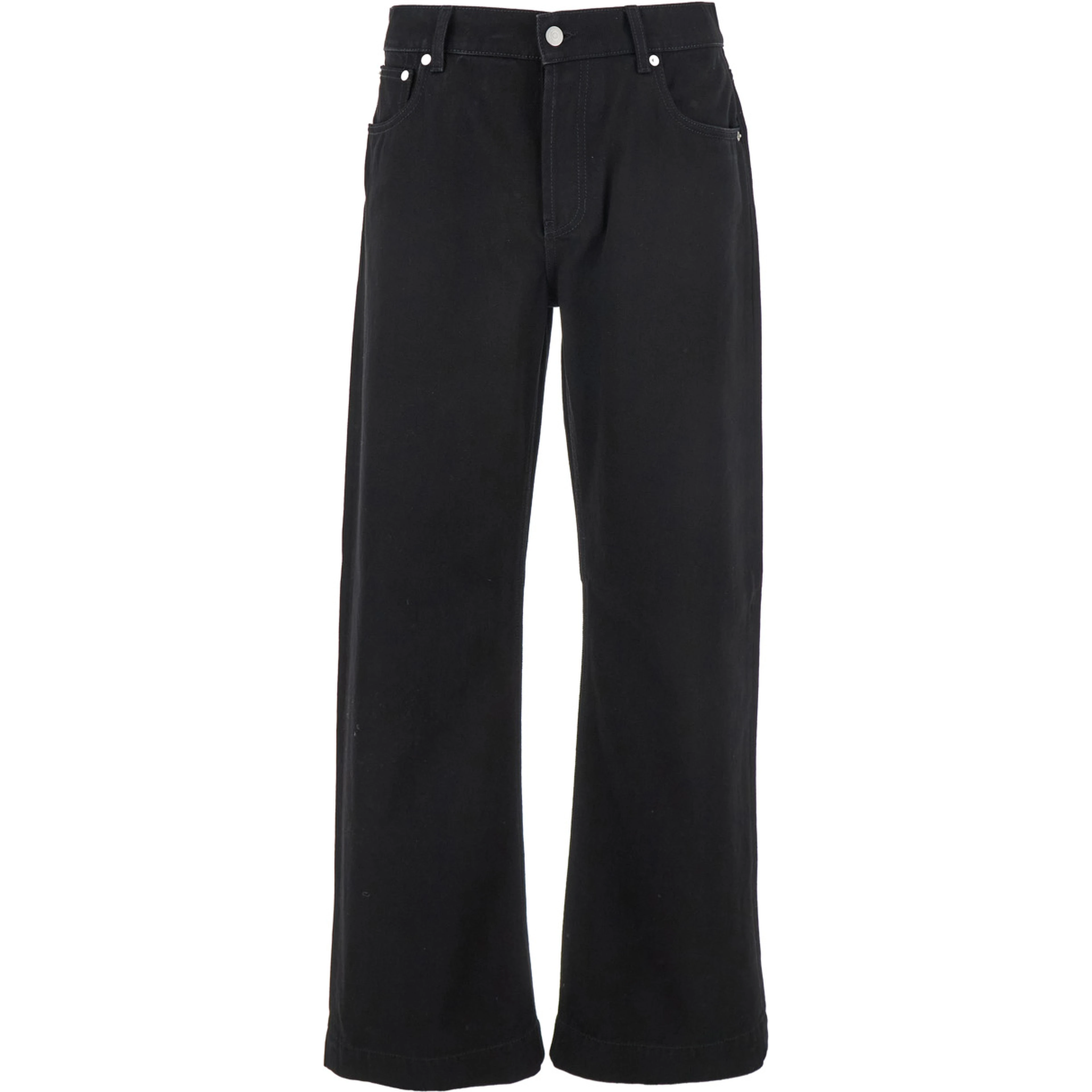 Black Jeans with Belt Loops and Logo Patch on the Rear in Denim Man