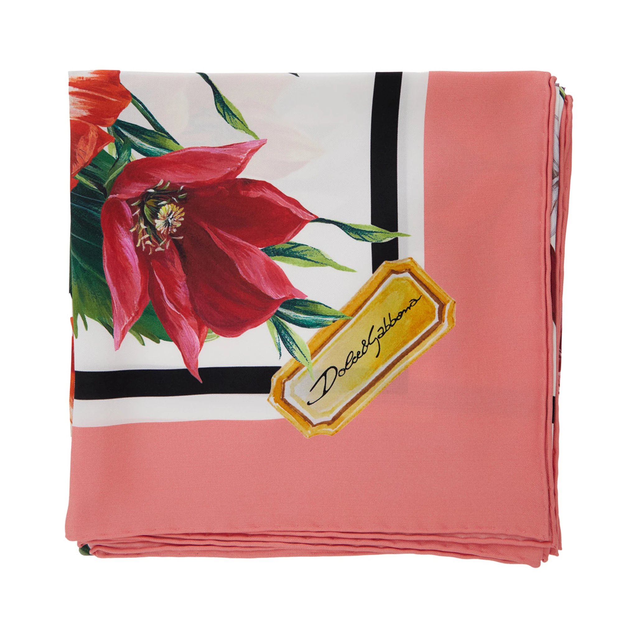 Multicolor Square Scarf with All-Over Floral Print in Silk Woman