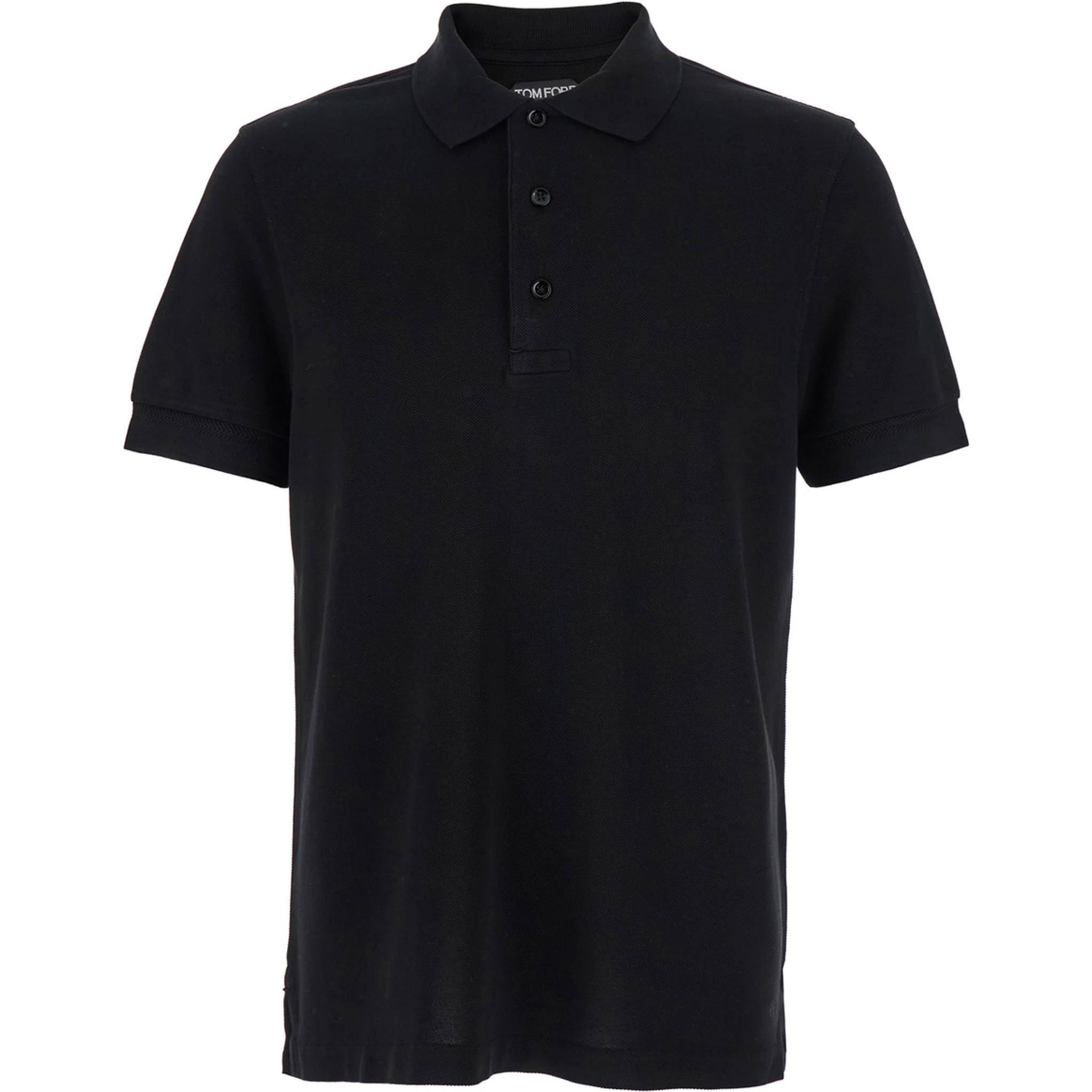 Black Polo Shirt with Classic Collar in Cotton Blend Man