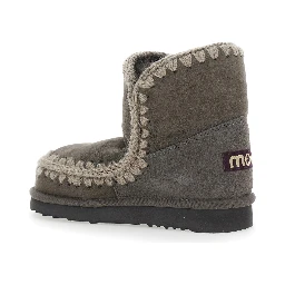 Eskimo Grey Ankle Boots with Crochet Details and Logo Patch on the Rear in Suede Woman