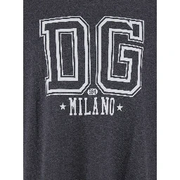 Grey Crewneck T-Shirt with Logo Print on the Front in Cotton Man