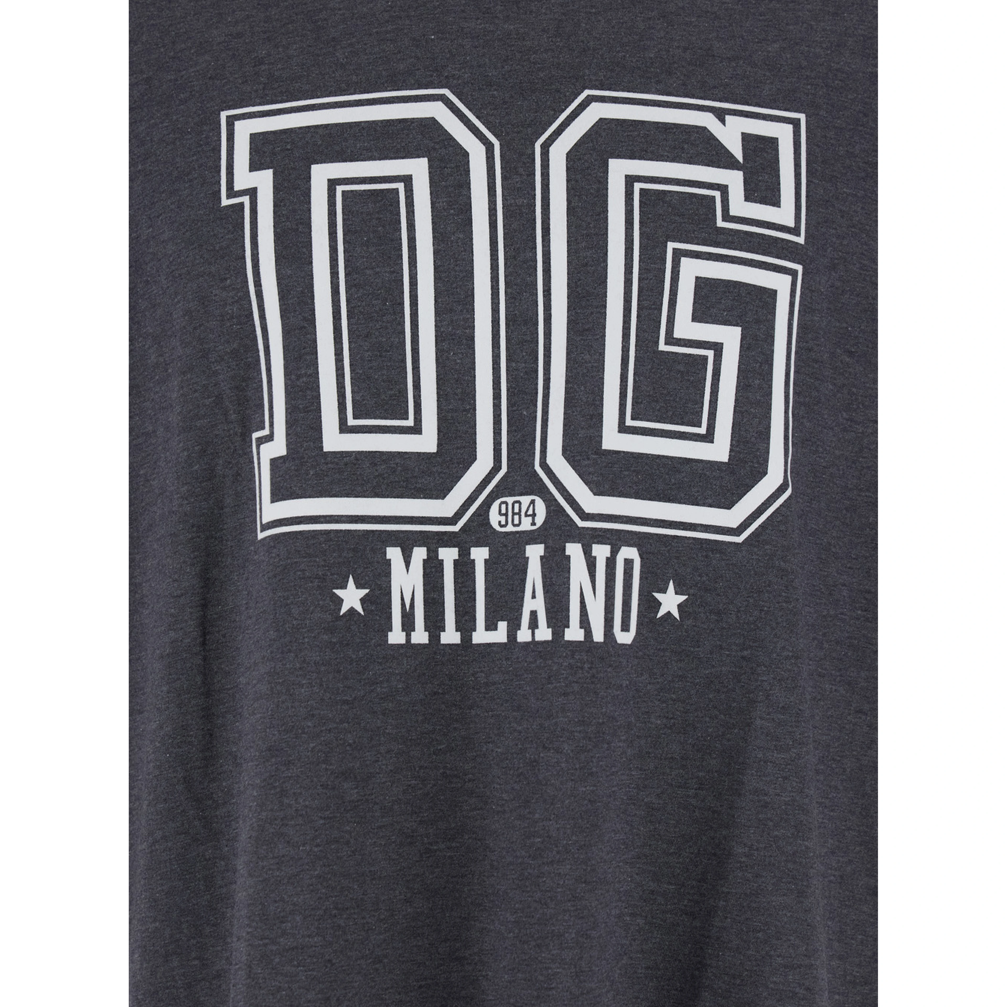 Grey Crewneck T-Shirt with Logo Print on the Front in Cotton Man