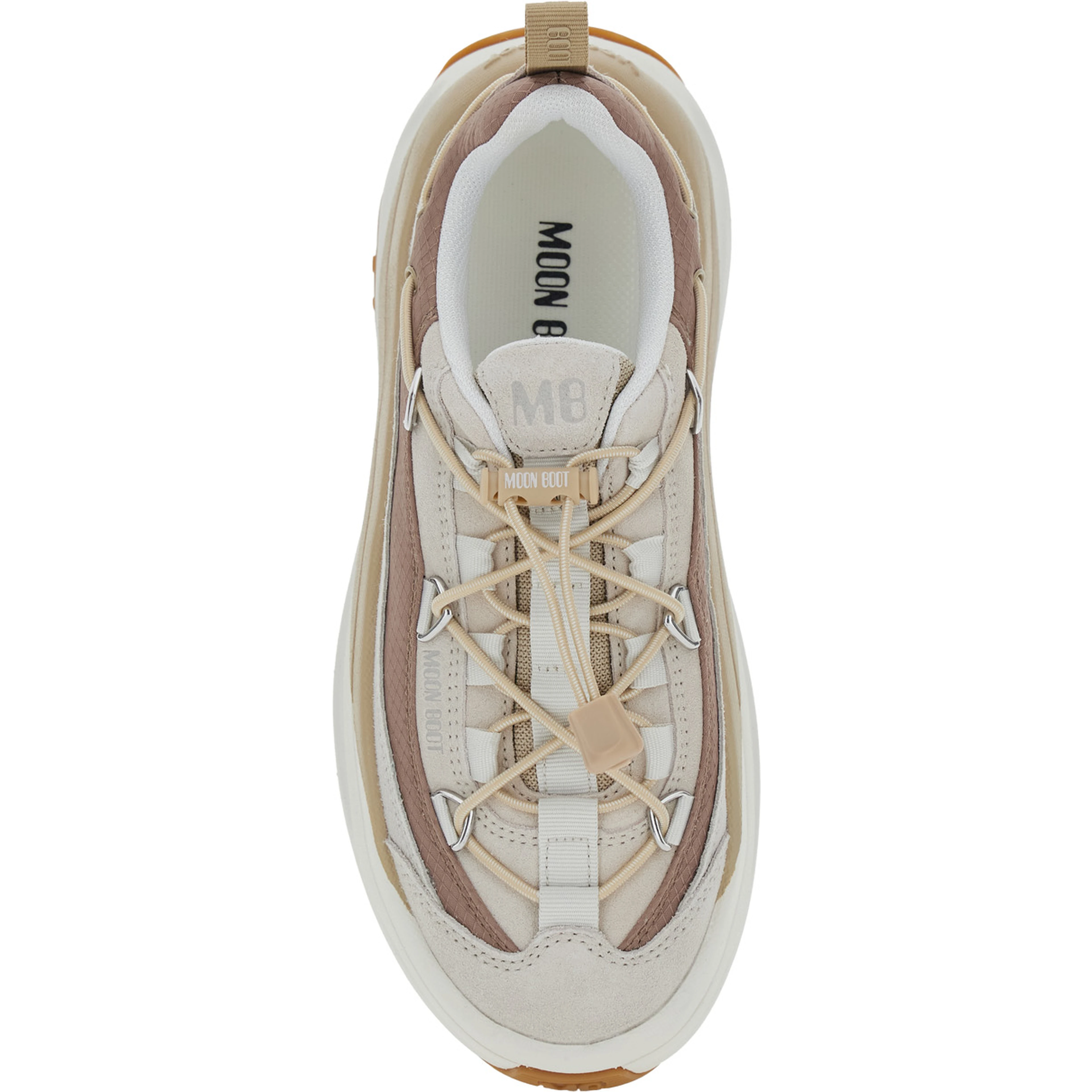 Moon 247 Beige Low Top Sneakers with Logo on the Tongue in Leather and Fabric Blend Woman