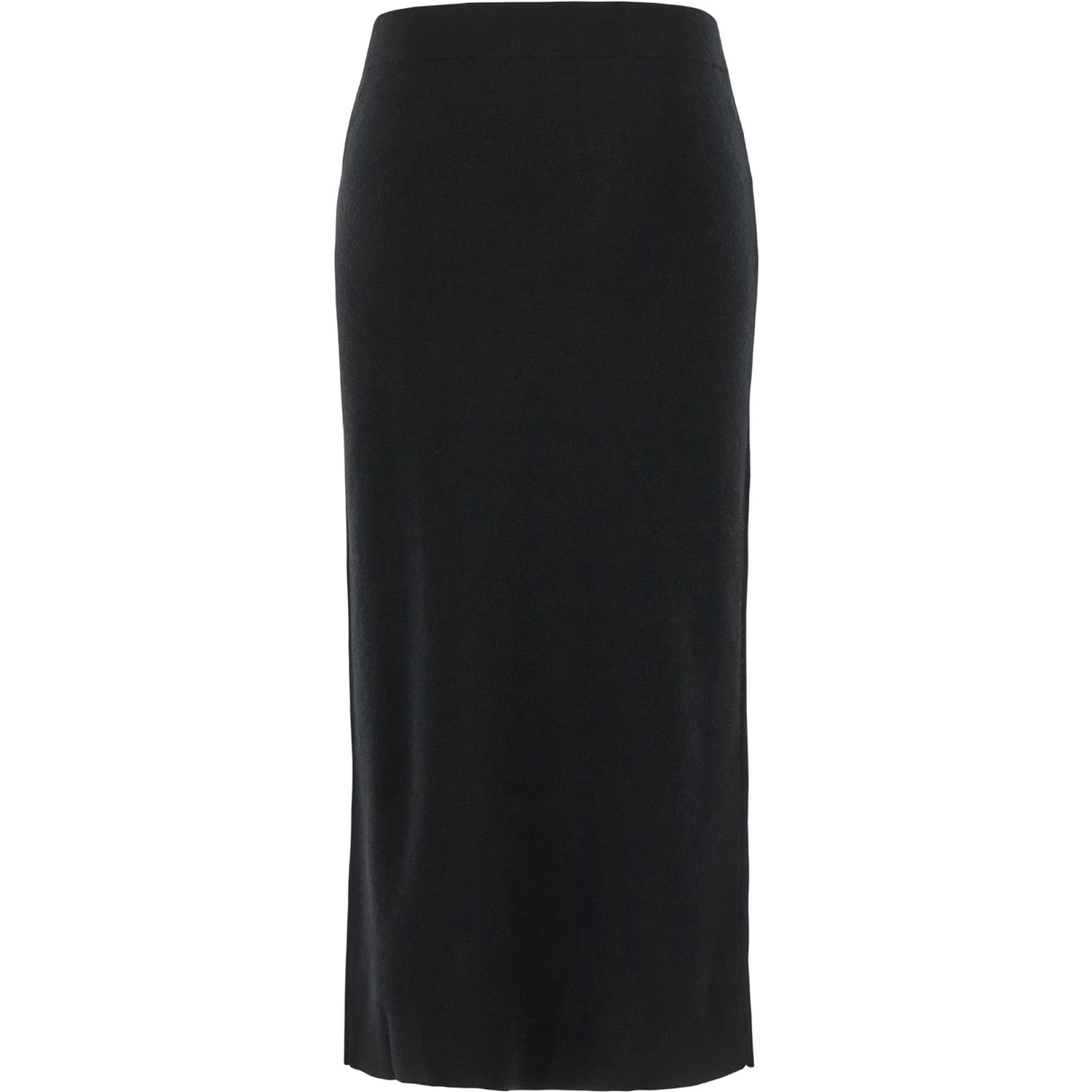 Black Skirt with High Elastic Waist and Straight Hem in Wool and Cashmere Stretch Woman
