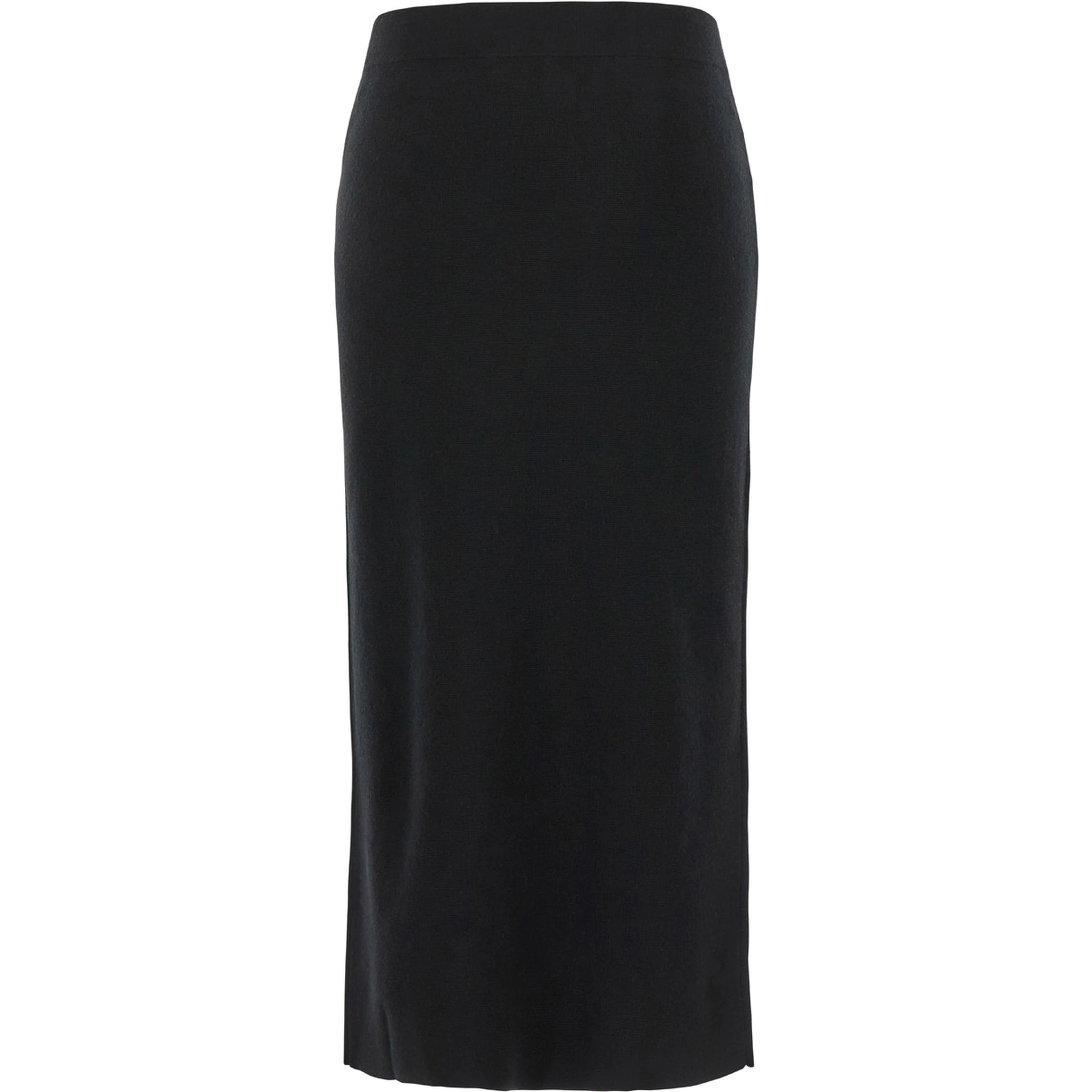 Black Skirt with High Elastic Waist and Straight Hem in Wool and Cashmere Stretch Woman