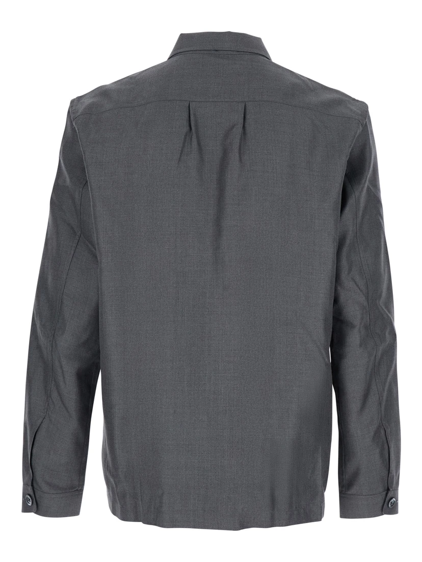 Grey Shirt with Chest Pocket in Silk Man