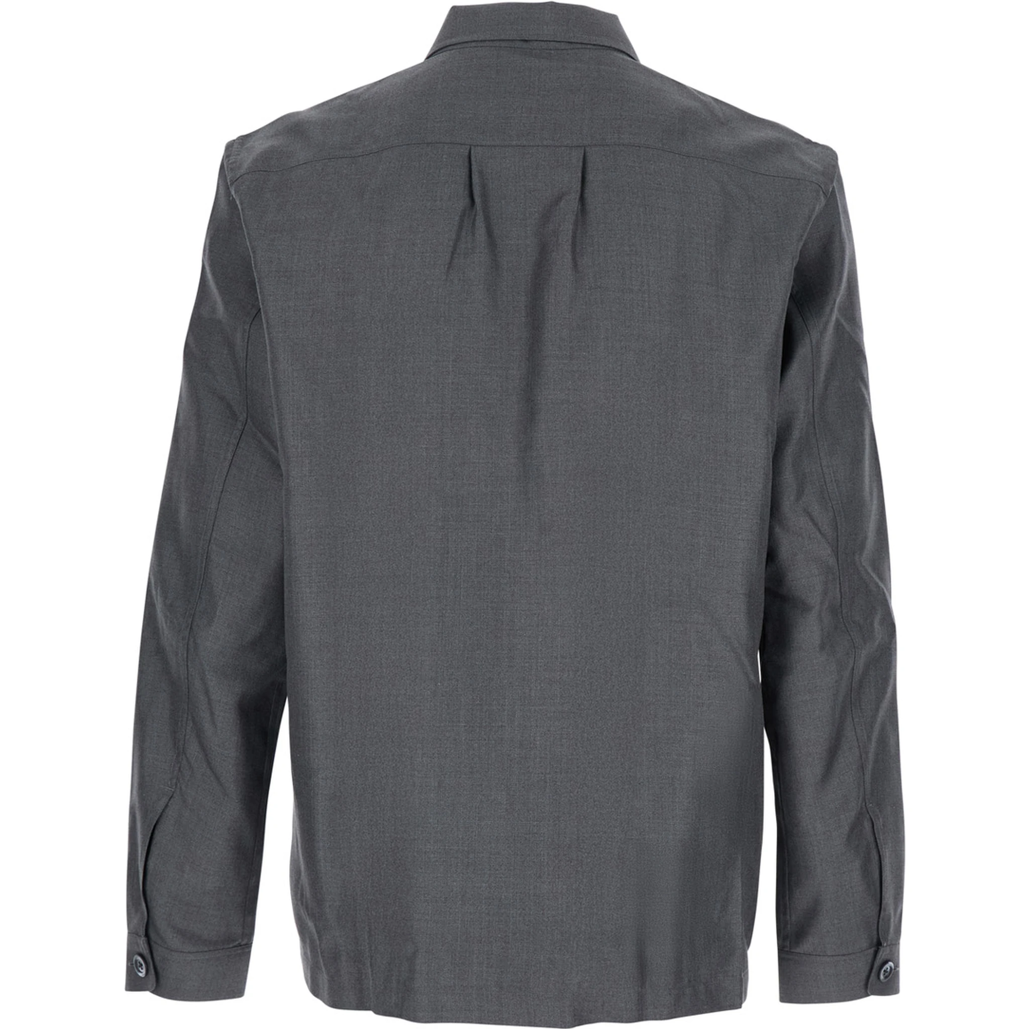 Grey Shirt with Chest Pocket in Silk Man