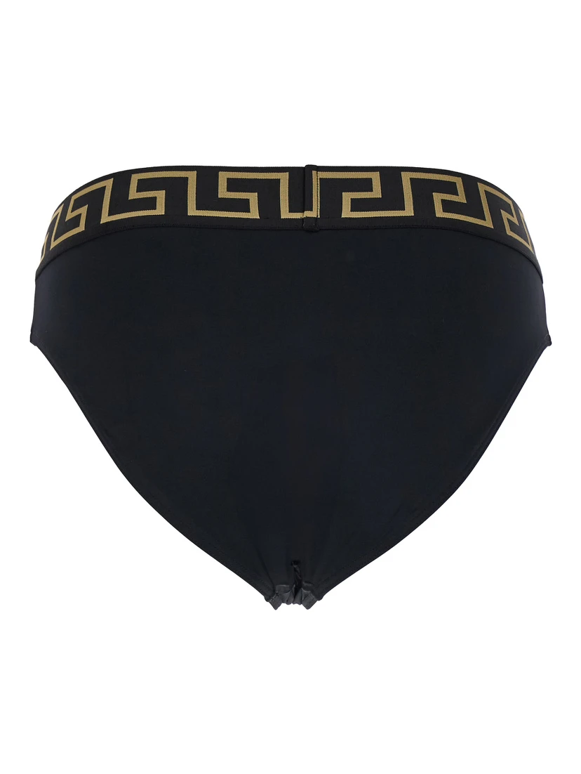 Black Speedo with Greca Detail in Tech Fabric Man