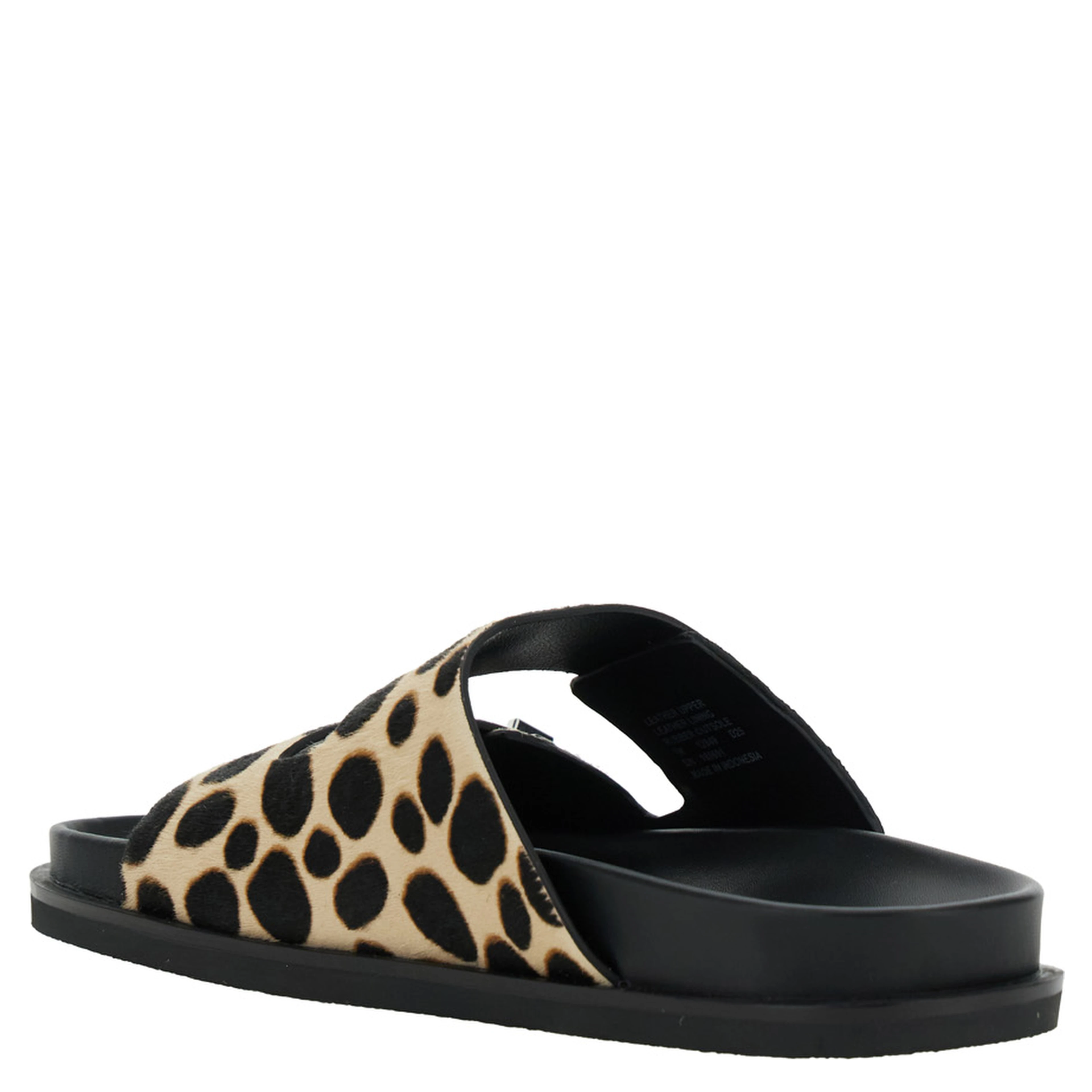 Turnlock Brown Sandals with Double Strap and Leopard Print in Leather Woman