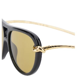 Metallic Sunglasses with Cut-Out Motif on the Temples and Knot Detail on the Temples in Acetate Woman