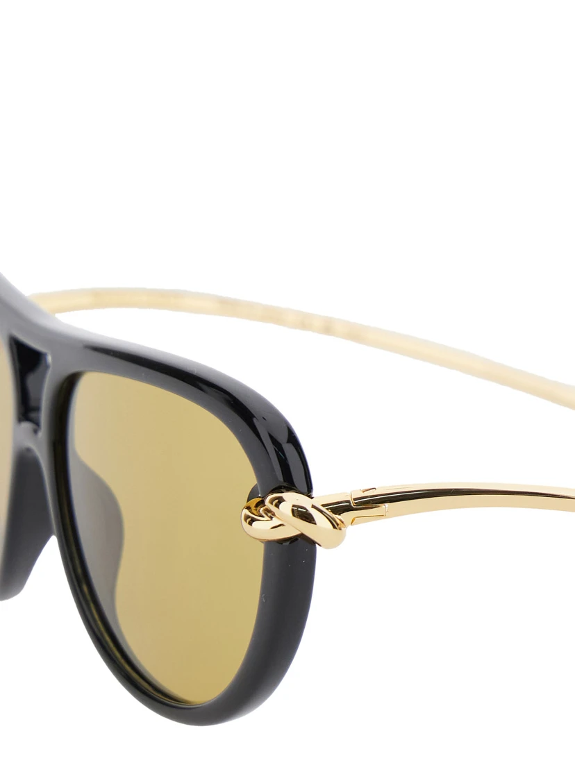 Metallic Sunglasses with Cut-Out Motif on the Temples and Knot Detail on the Temples in Acetate Woman