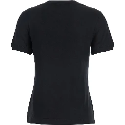 Black Crewneck T-Shirt with Maxi Logo Lettering on the Front in Cotton Woman