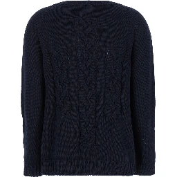 Harald Blue Cable-Knit Sweater with U Neckline in Cotton Woman