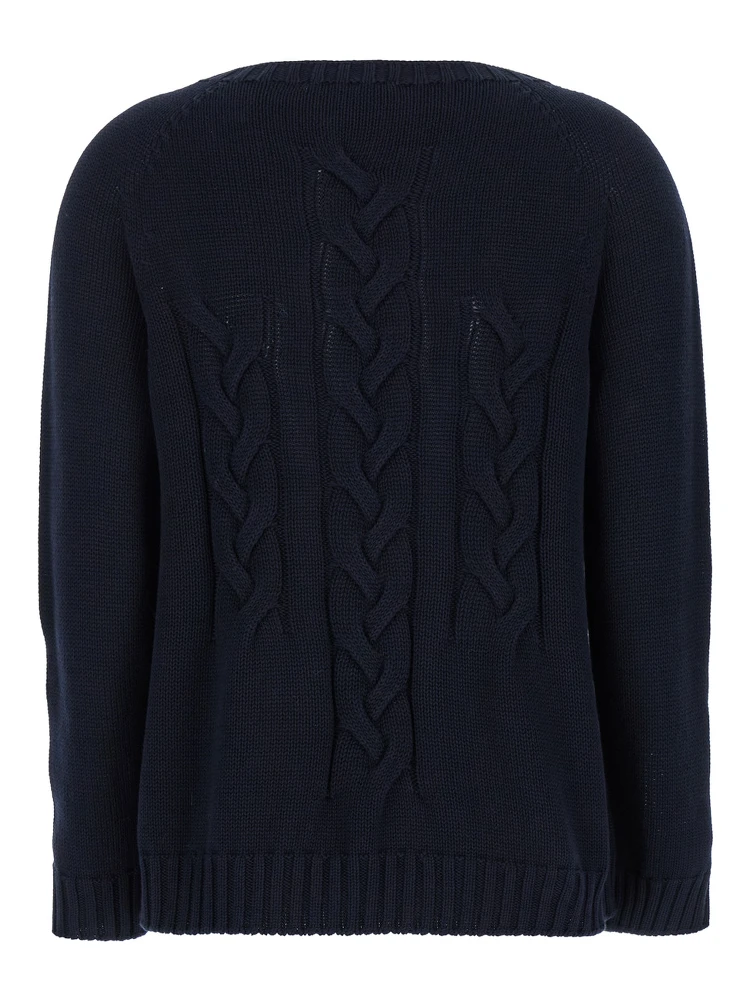 Harald Blue Cable-Knit Sweater with U Neckline in Cotton Woman alternative